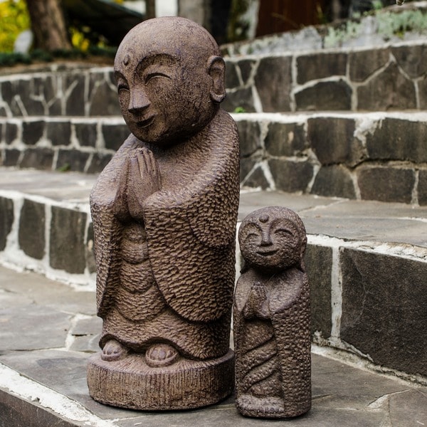 Namaste Jizo Buddha Antique Brown Statue (Indonesia)