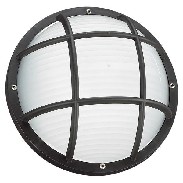 Seagull Lighting Bayside One Light Black Outdoor Bulkhead Wall