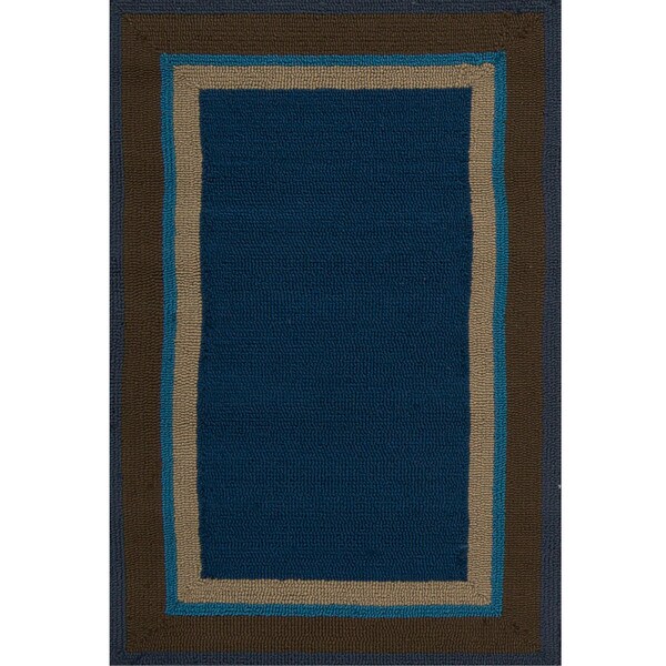 Hand-Hooked Gillian Bordered Indoor/Outdoor Area Rug - 9' x 12'