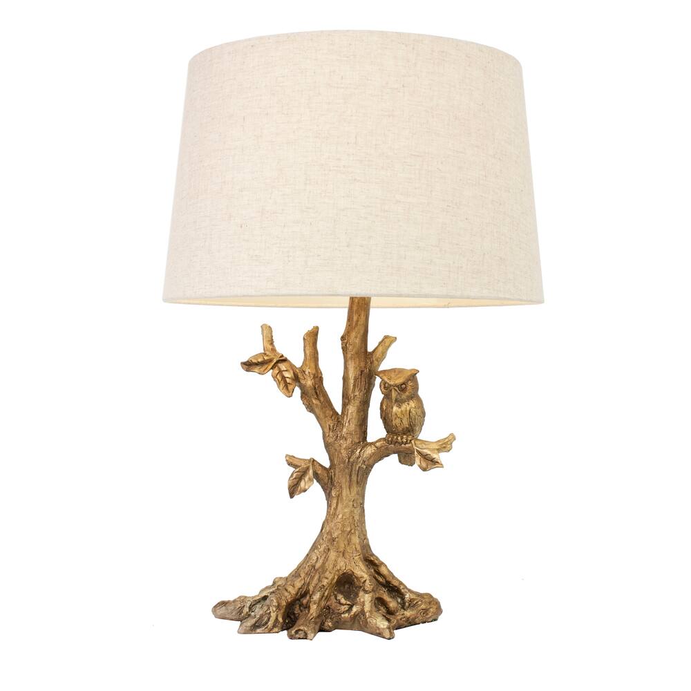 Textured Gold Leaf Owl Lamp