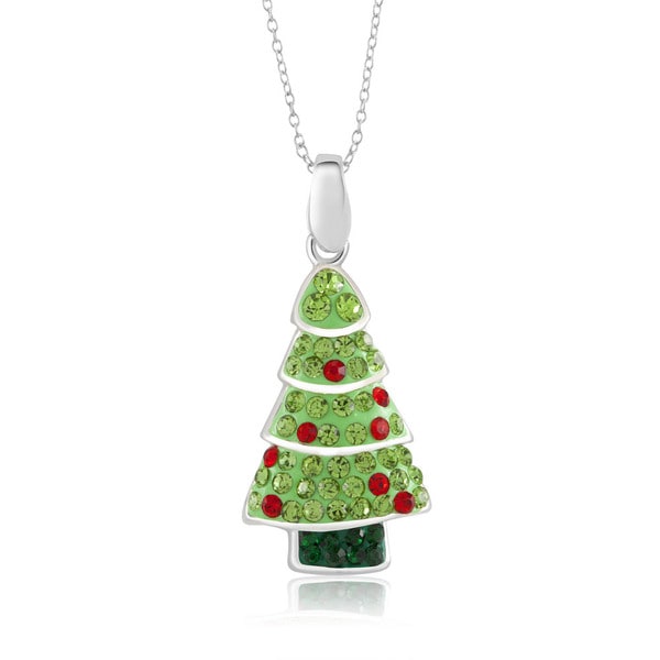 sterling silver plated crystal christmas tree pendant 18 inch necklace - Silver Plated Christmas Tree Decorations sterling silver plated crystal christmas tree pendant 18 inch necklace - Silver Plated Christmas Tree Decorations