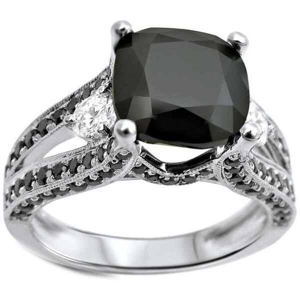 Shop 14k White Gold 3 3 4ct Tdw Black Cushion Cut Diamond