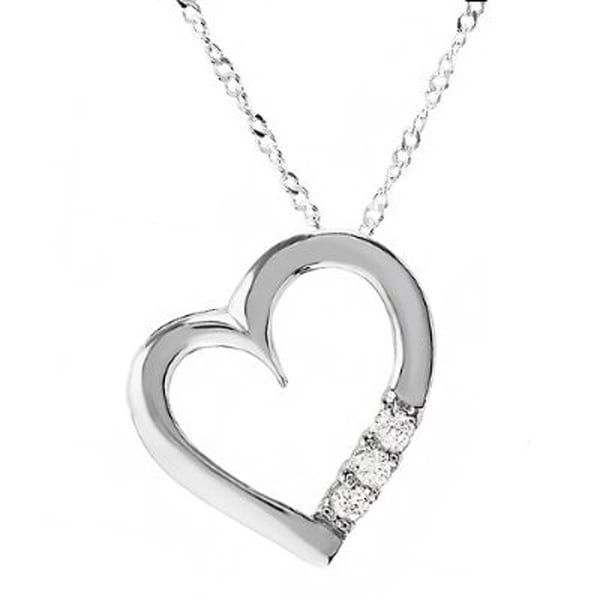 Sterling Silver 1/6ct TDW Diamond 3 stone Heart Pendant (I J, I1 I2