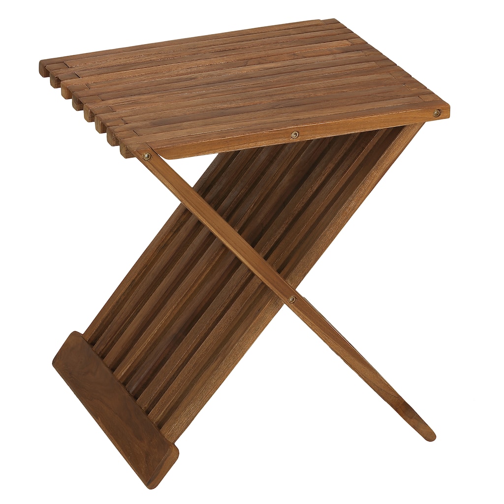Bare Decor Rocco Solid Teak Wood Folding Stool