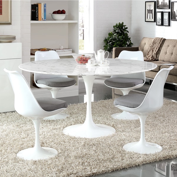 Shop Lippa 60-inch Round Marble Dining Table - White ...