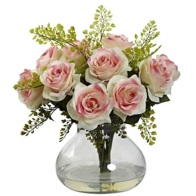 Rose and Maiden Hair Arrangement with Vase