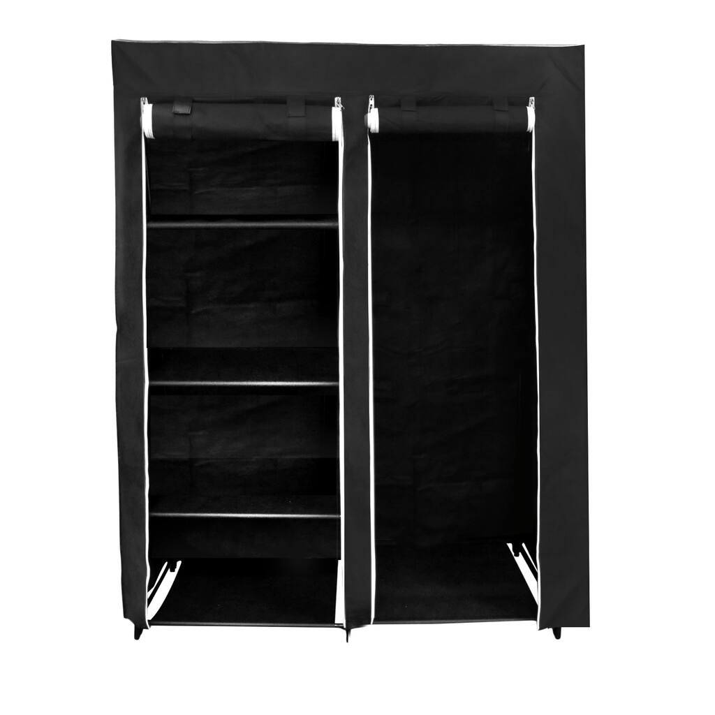 Florida Brands 62 Portable Wardrobe Closet with 4-shelves, Hanging Space, Zippered Front Doorm, and Sturdy Frame - 48"