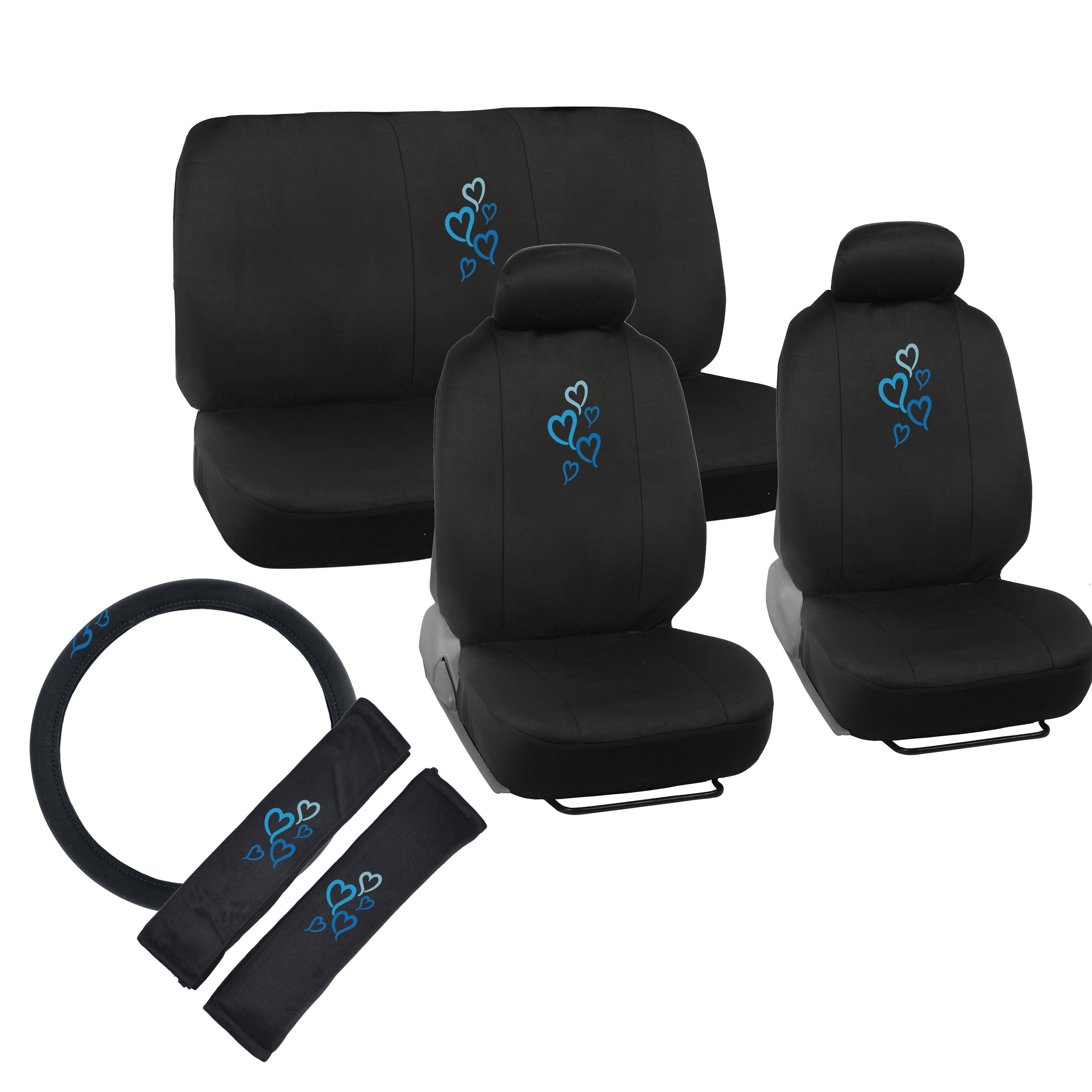 BDK Heart Design Car Seat Covers Full set (Universal Fit)  