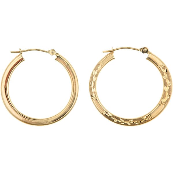 14k Yellow Gold Reversible Hoop Earrings  ™ Shopping   Top