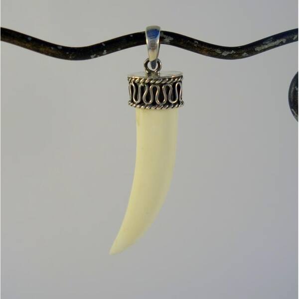 1 3//4/" HANDCARVED BUDDHA BISON BONE BOVINE 925 STERLING SILVER pendant