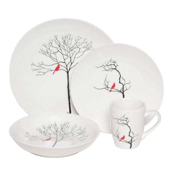 Melange Bird in Forest 16 piece Premium Dinnerware Place Setting