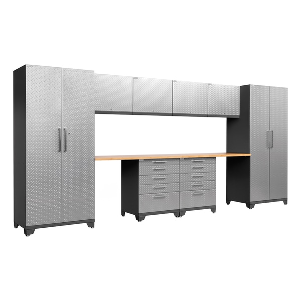 NewAge Products Performance Plus Diamond Plate 10-piece Metal Cabinet Set