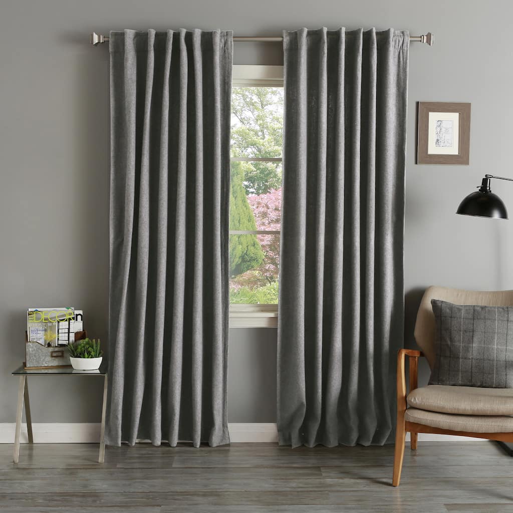Aurora Home Grey Wool 84-inch Curtain Panel Pair - 54 x 84