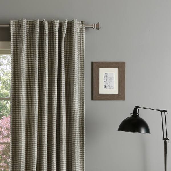 Shop Aurora Home Grey Houndstooth Wool 84 Inch Curtain Panel Pair