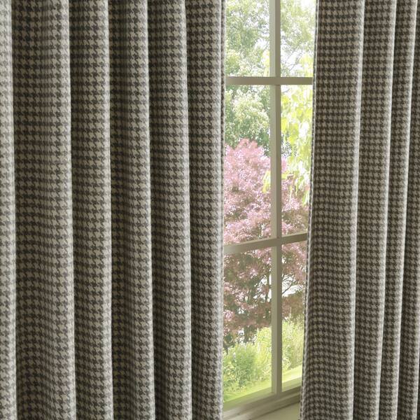 Shop Aurora Home Grey Houndstooth Wool 84 Inch Curtain Panel Pair