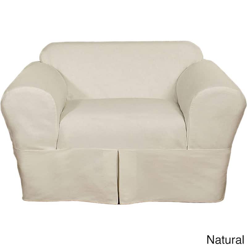 Classic Slipcovers Two Piece Twill Chair Slipcover - netrual