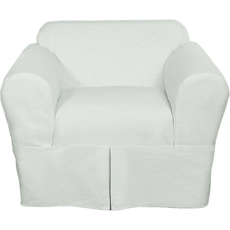 Classic Slipcovers Two Piece Twill Chair Slipcover - White