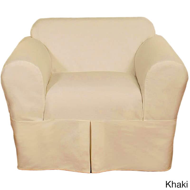Classic Slipcovers Two Piece Twill Chair Slipcover - Khaki
