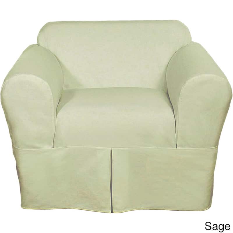 Classic Slipcovers Two Piece Twill Chair Slipcover - Sage