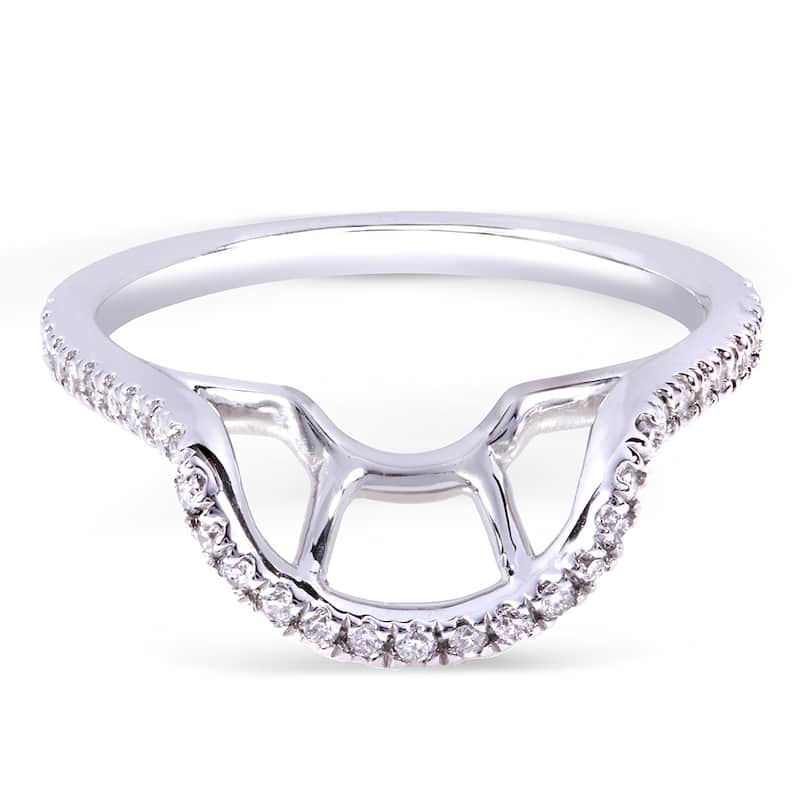 Annello by Kobelli 14k White Gold 1/5ct TDW Curved Diamond Wedding Band