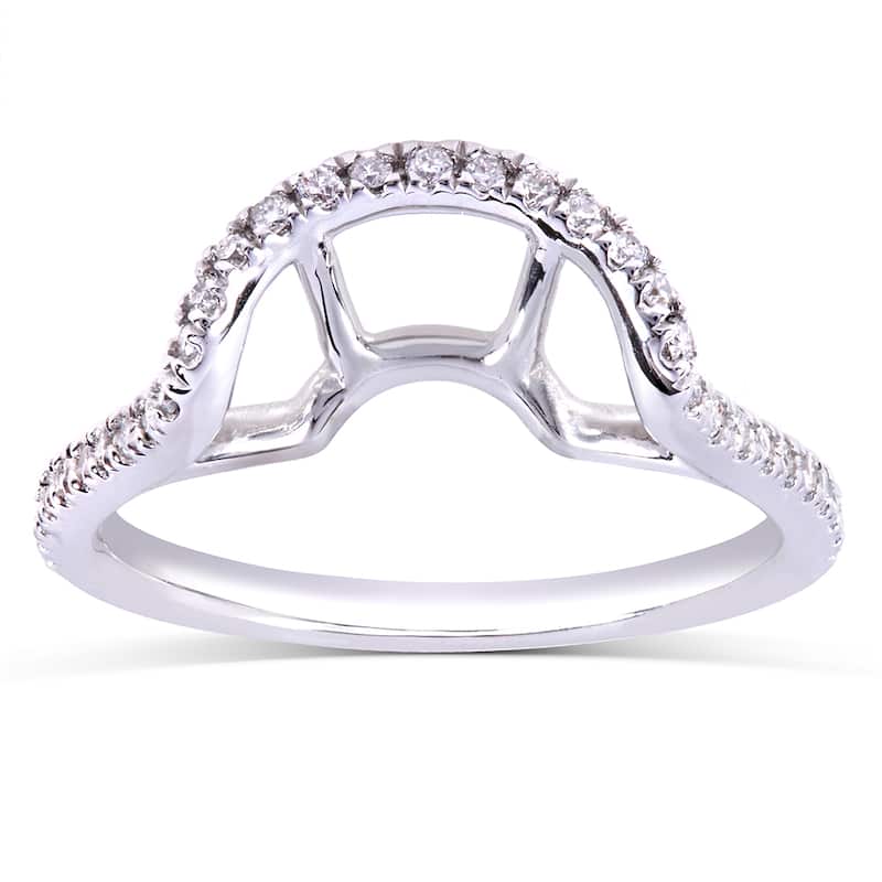 Annello by Kobelli 14k White Gold 1/5ct TDW Curved Diamond Wedding Band - 4