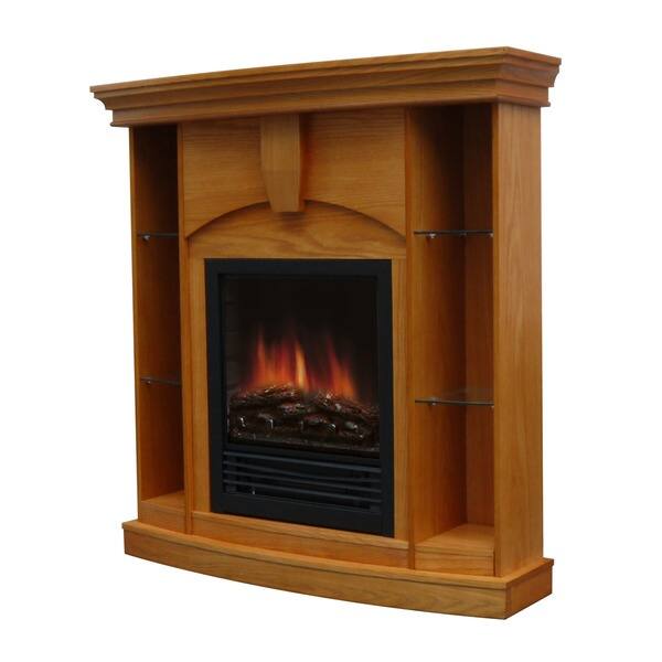 Shop Wessex Medium Walnut Oak Corner Curio Fireplace Overstock