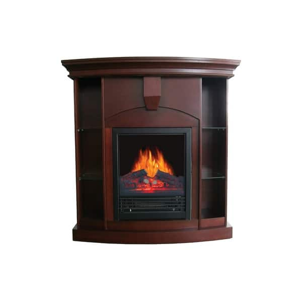 Shop Wessex Medium Walnut Oak Corner Curio Fireplace Overstock