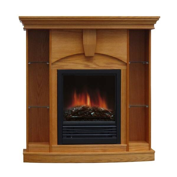 Shop Wessex Medium Walnut Oak Corner Curio Fireplace Overstock