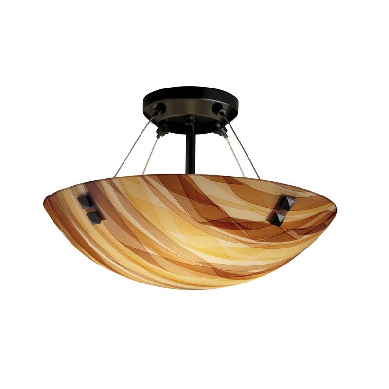 Justice Design Group 3form Finials 3-light Round Bowl Semi-flush - MATTE BLACK