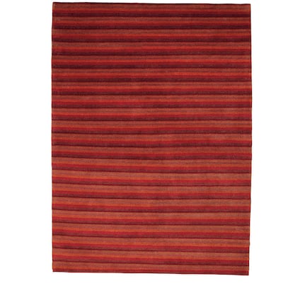 Handmade Visby Red New Zealand Wool Rug (India)