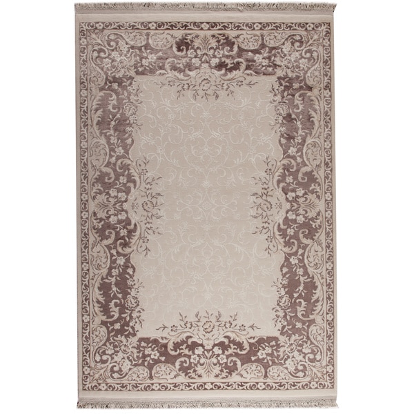 Abun White/ Brown New Zealand Wool Rug (710 x 910)   16824359