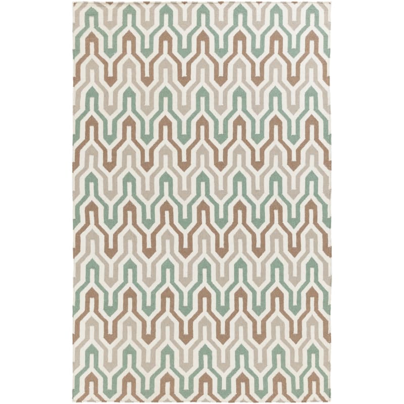Hand-Woven Dennis Reversible Wool Area Rug (2' x 3') - Green - Rectangle - 2' x 3'