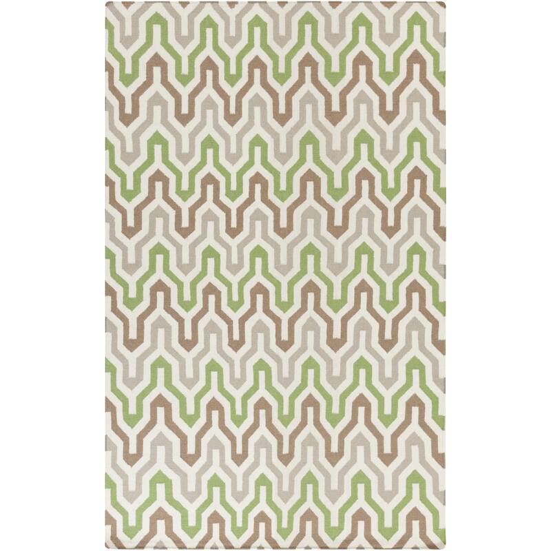 Hand-Woven Dennis Reversible Wool Area Rug (2' x 3') - Green/Brown - Rectangle - 2' x 3'