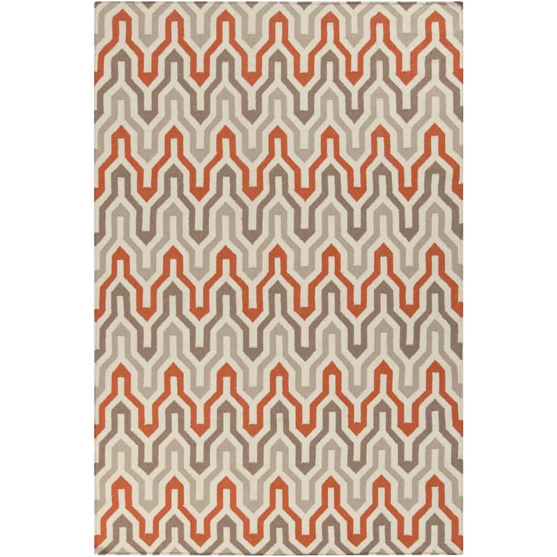 Hand-Woven Dennis Reversible Wool Area Rug - Orange - 5' x 8'