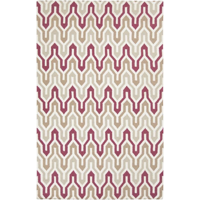 Hand-Woven Dennis Reversible Wool Area Rug - Burgundy - 5' x 8'