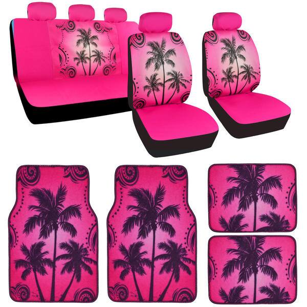 Shop Bdk Full Set Palm Tree Car Seat Covers And Floor Mats