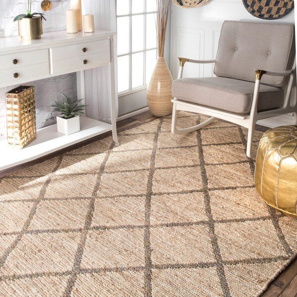 Shop nuLOOM Handmade Trellis Natural Fiber Jute Grey Rug 5' x 8