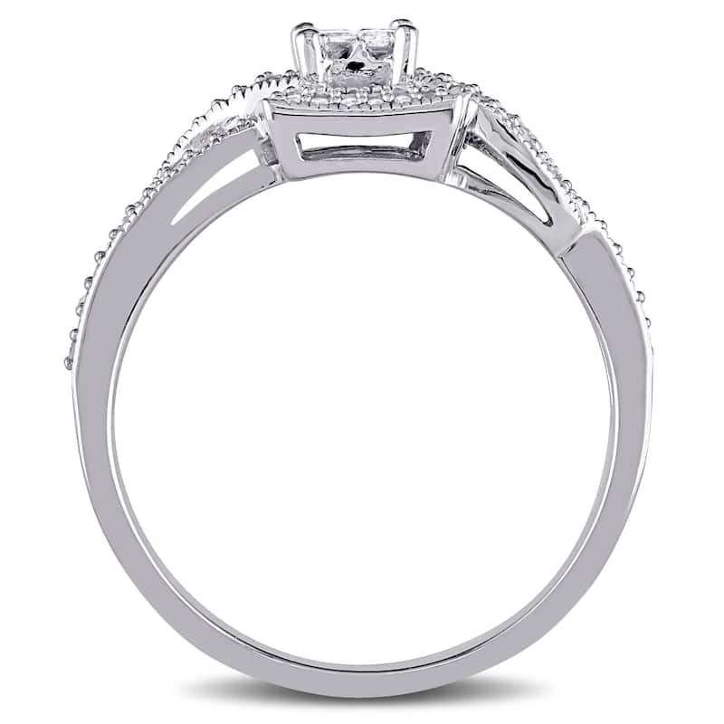 Miadora 10k White Gold 1/3ct TDW Princess Cut Diamond Bridal Ring Set