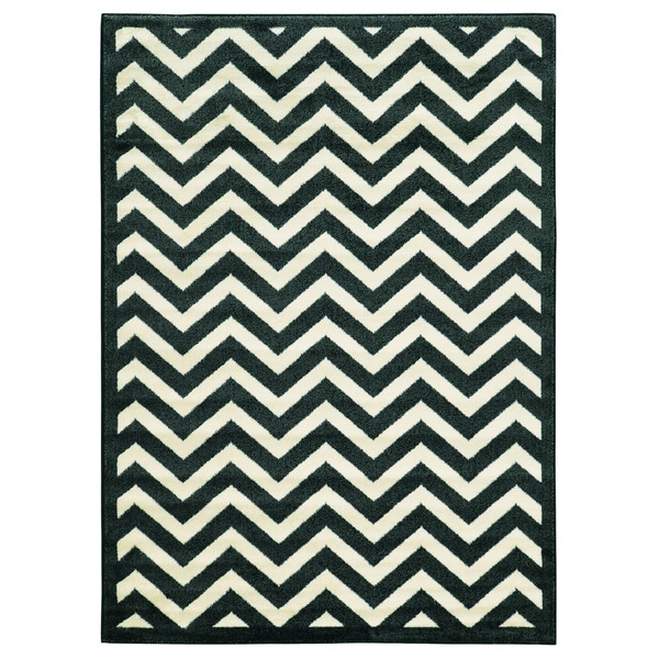 Linon Elegance Marble/ Black Area Rug (5' x 7'3)