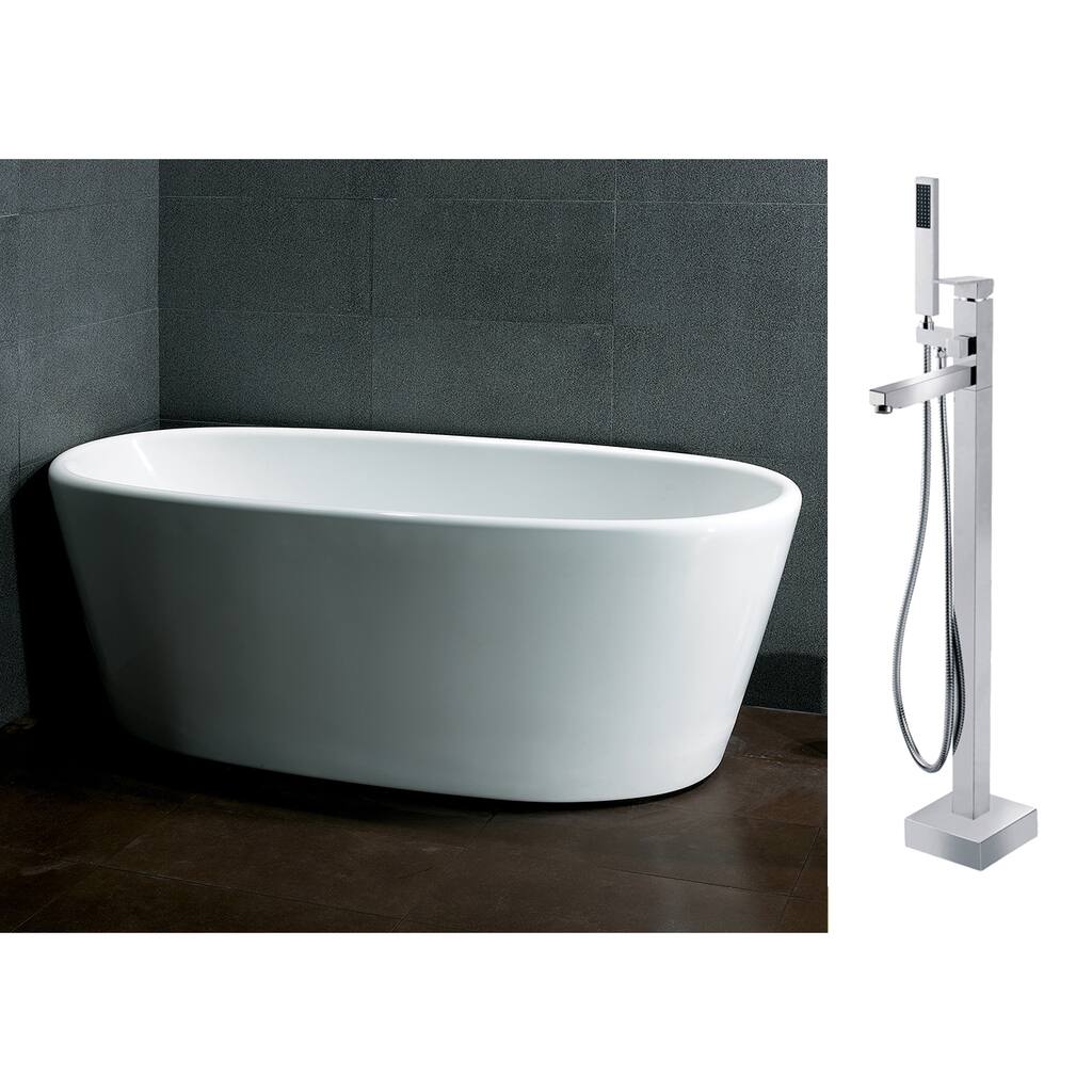 AKDY 67-inch BT0008-TF0017 Europe Style White Acrylic Free Standing Bathtub with Faucet