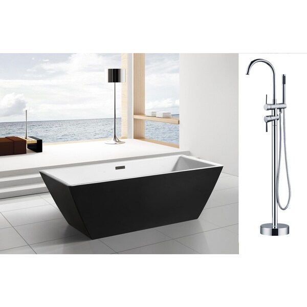 AKDY 70-inch OSF273+8723-AK Europe Style White Acrylic Free Standing Bathtub with Faucet