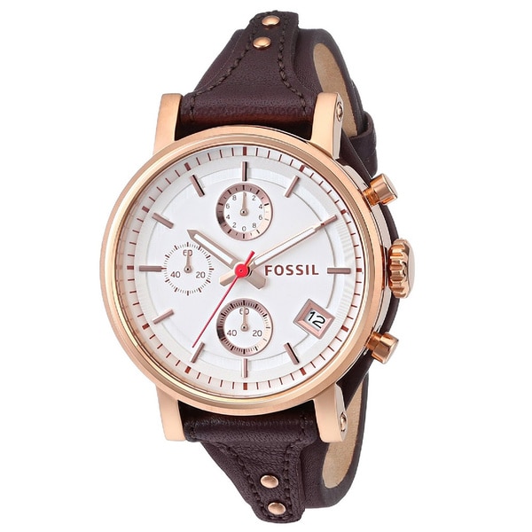 Shop Fossil Women's 'Original Boyfriend' Chronograph Leather Watch ...