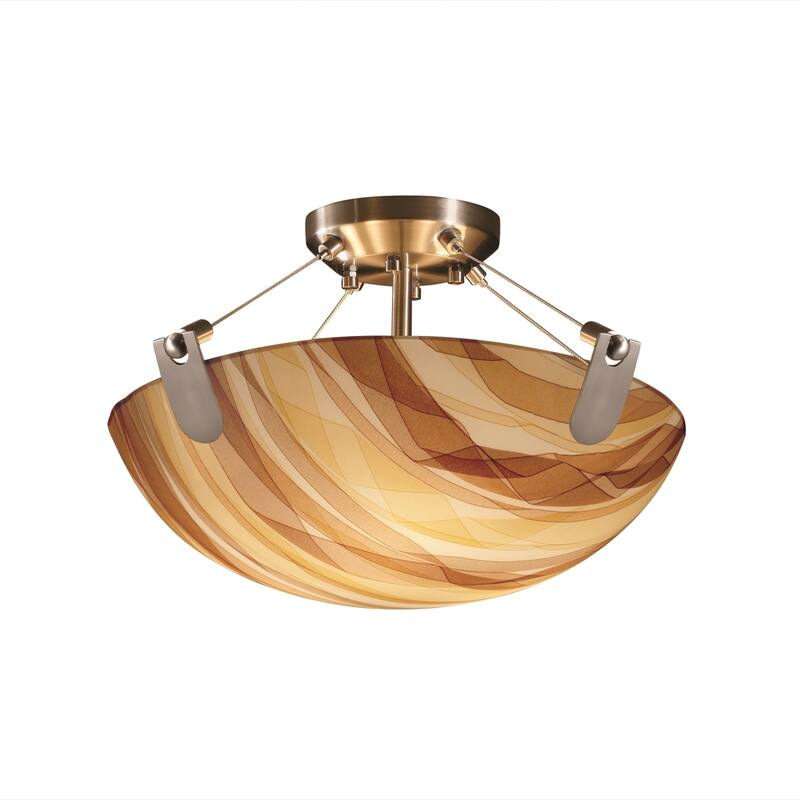 Justice Design Group 3form U-Clips 3-light Round Bowl Semi-flush - Nickel - Brushed nickel