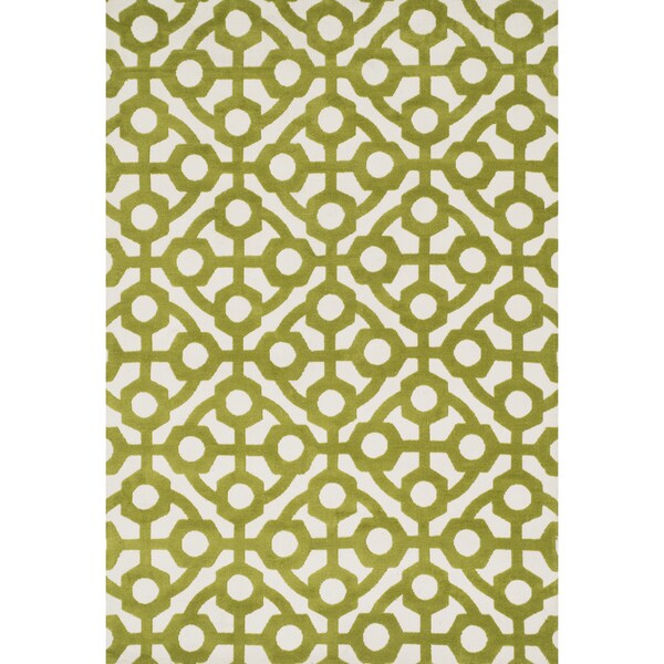 Aaron Green Trellis Microfiber Woven Rug