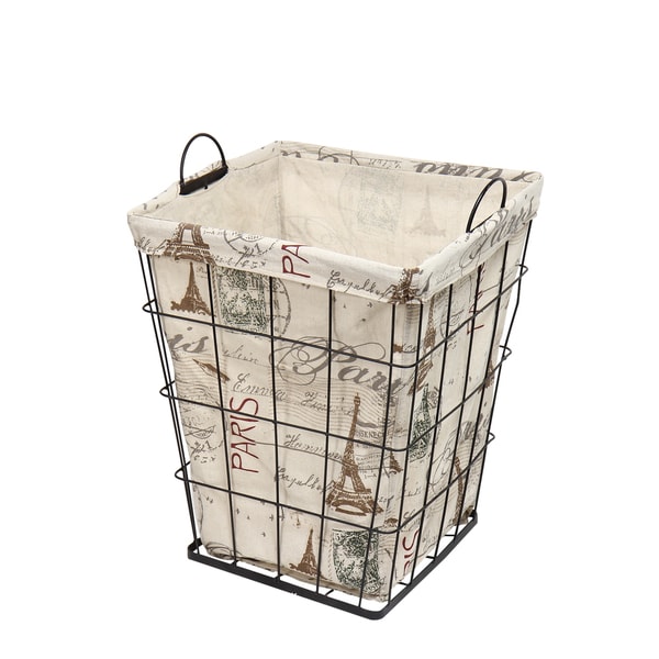Tall 'Paris' Eiffel Tower Print Iron Basket