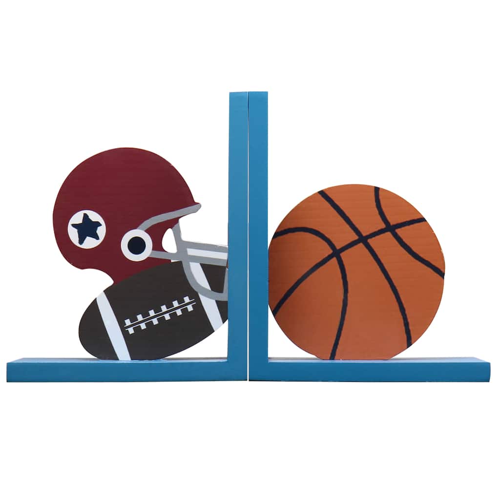 Child's Football and Basketball Wood Bookends (Set of 2)