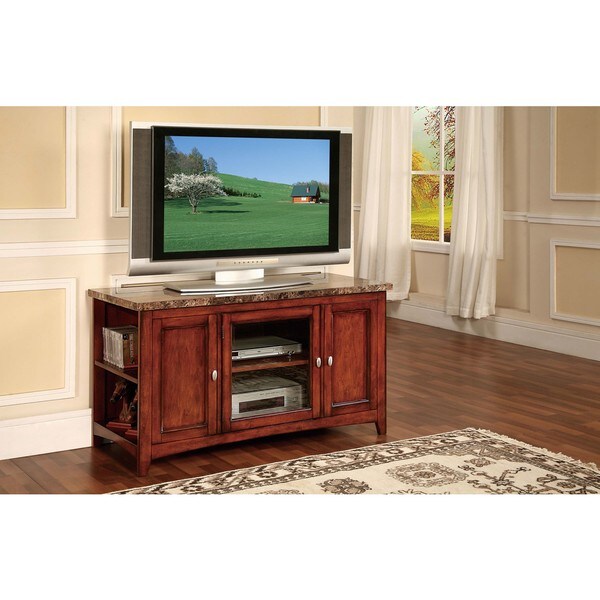 Finely Cherry Tv Stand With Faux Marble Top Free Shipping Finely Cherry Tv Stand With Faux Marble Top