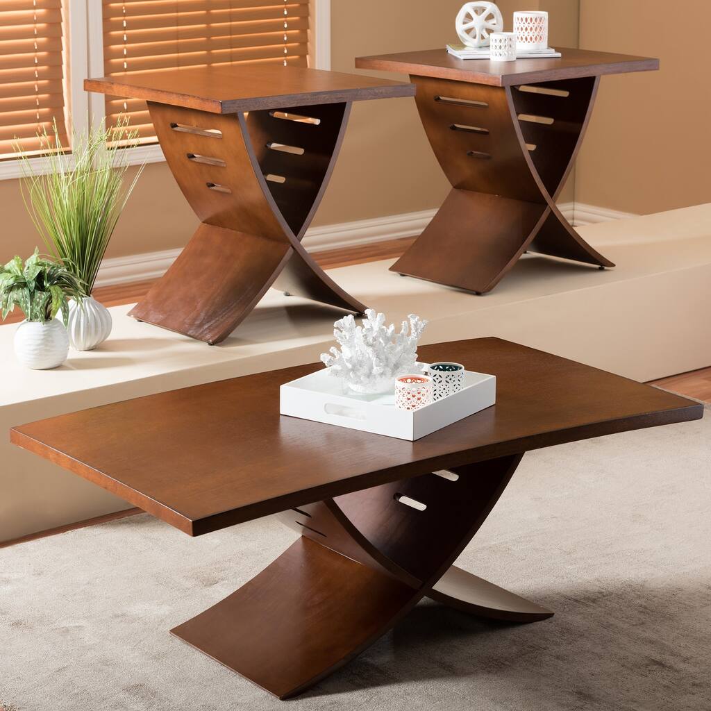 Baxton Studio Helix Wood Contemporary 3-Piece Table Set