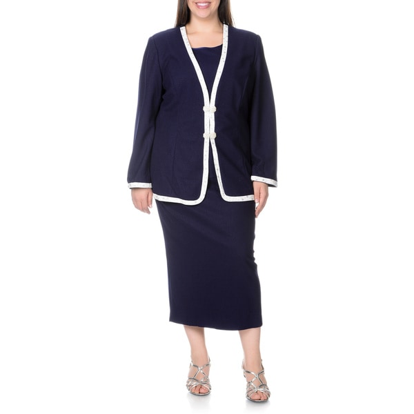 navy blue suit women's plus size