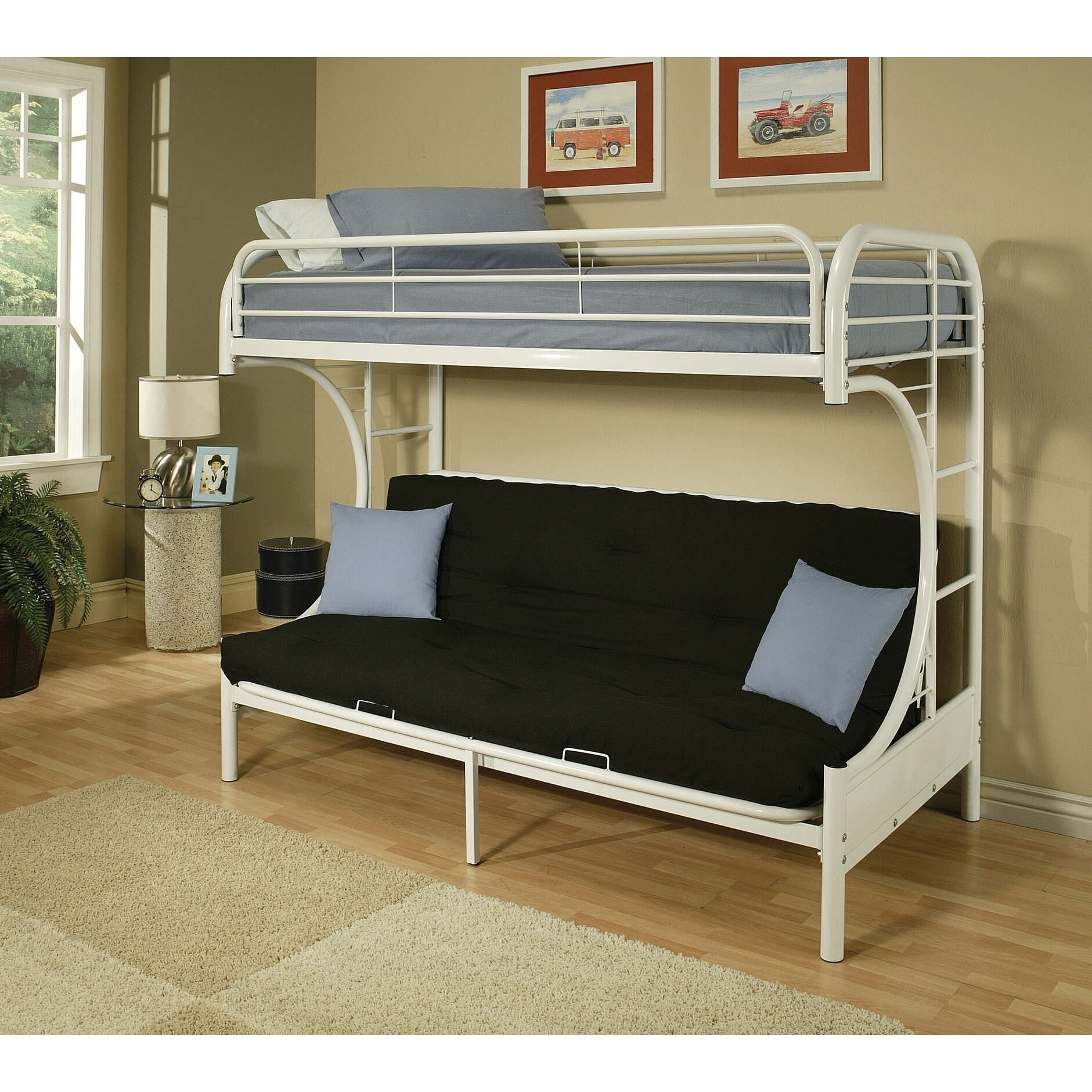 white twin over futon bunk bed